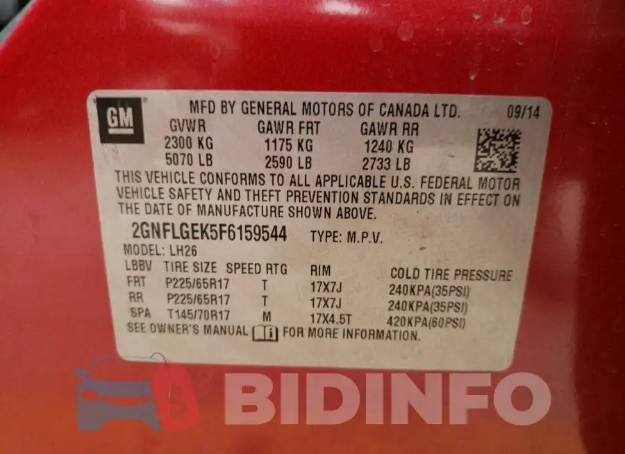 2GNFLGEK5F6159544 Photo# 13