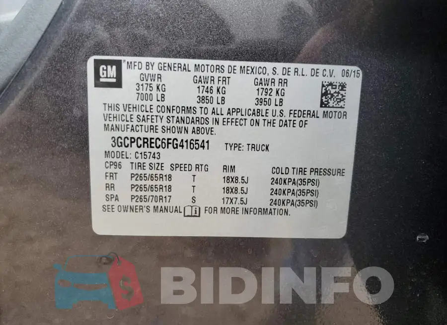 3GCPCREC6FG416541 Photo# 12