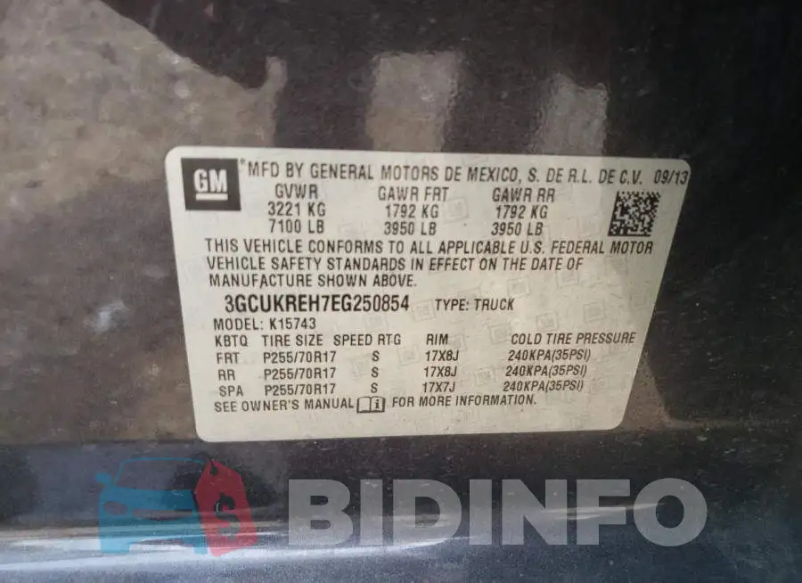 3GCUKREH7EG250854 Photo# 12