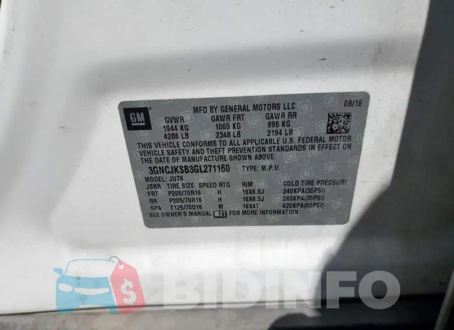 3GNCJKSB3GL271160 Photo# 14
