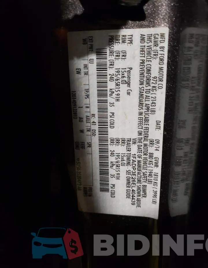 1FADP3E26EL404439 Photo# 12