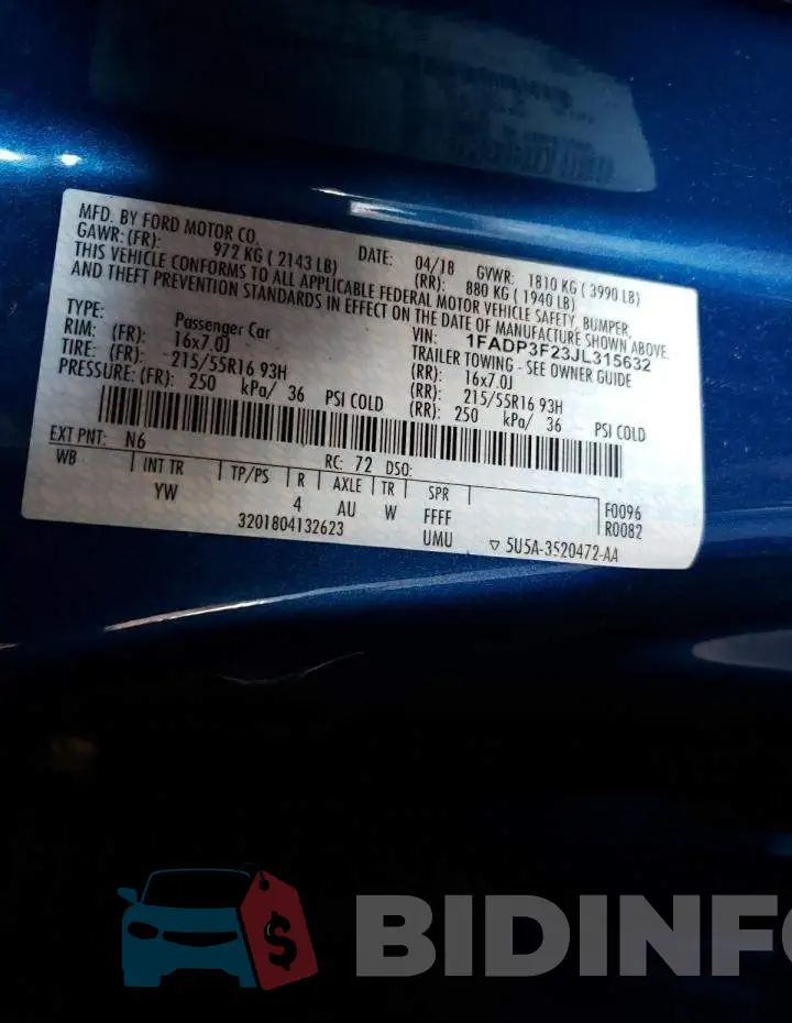 1FADP3F23JL315632 Photo# 12