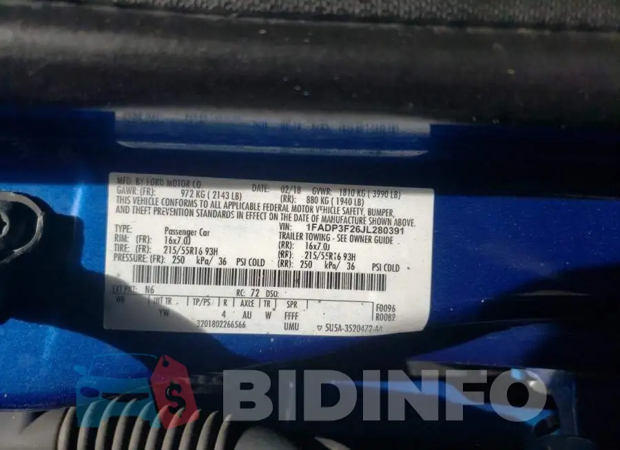 1FADP3F26JL280391 Photo# 12