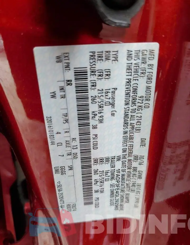 1FADP3FE4GL392965 Photo# 12