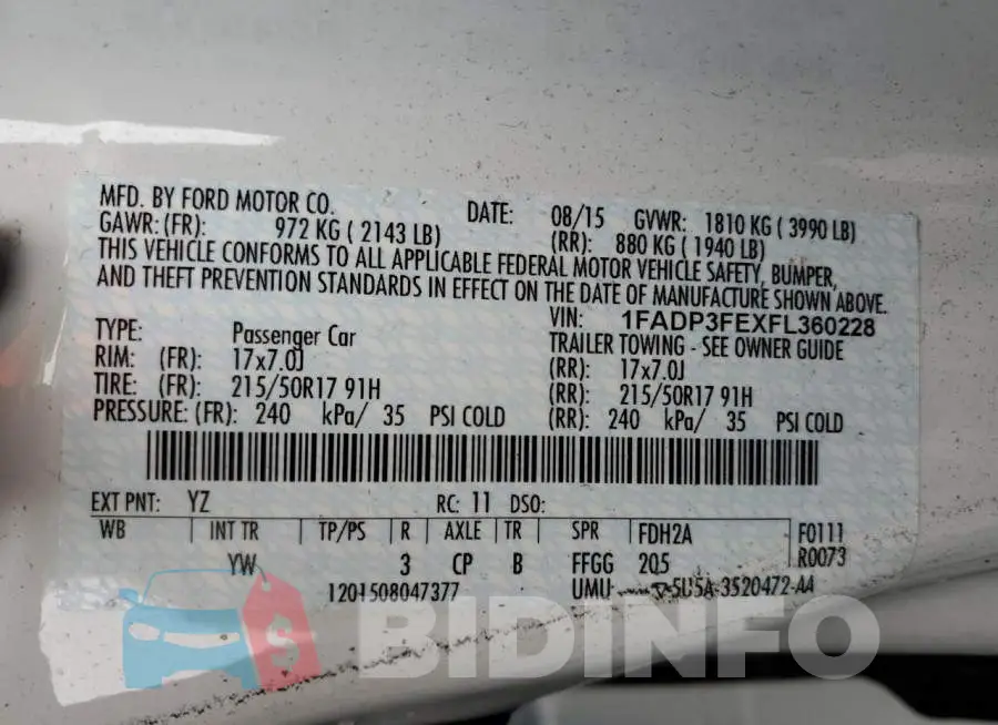 1FADP3FEXFL360228 Photo# 12
