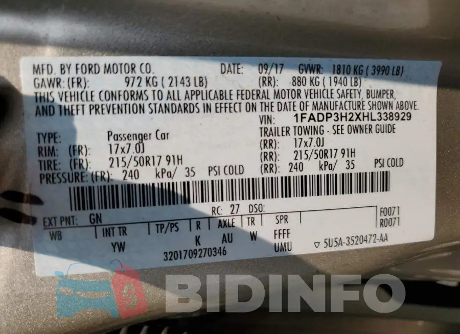 1FADP3H2XHL338929 Photo# 13