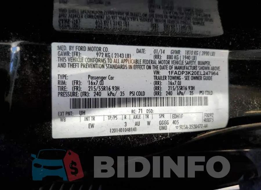 1FADP3K20EL247964 Photo# 12