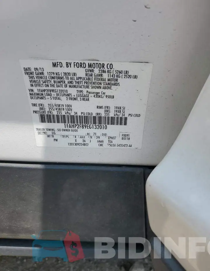 1FAHP2F89EG132010 Photo# 12