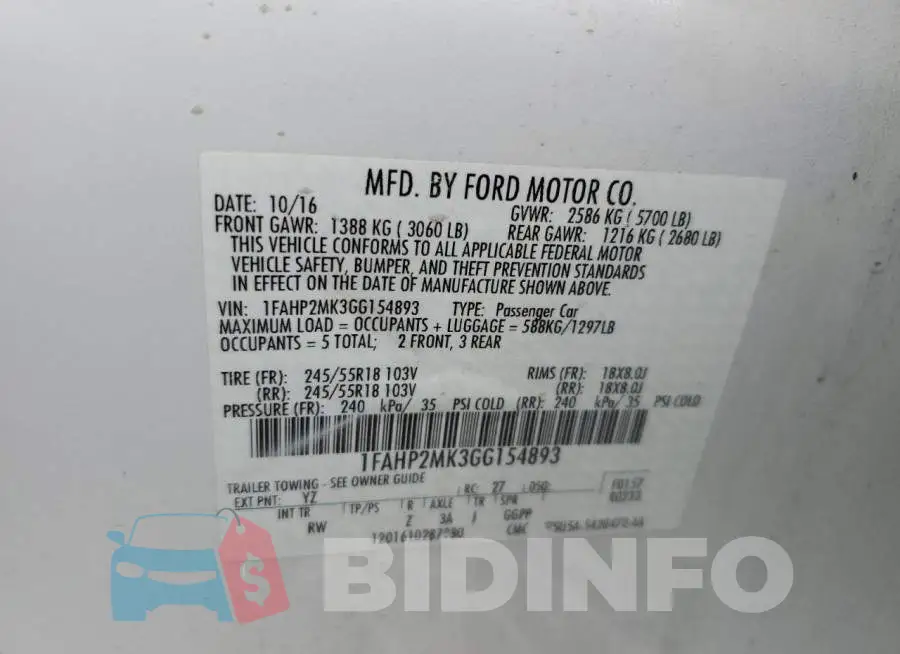 1FAHP2MK3GG154893 Photo# 12