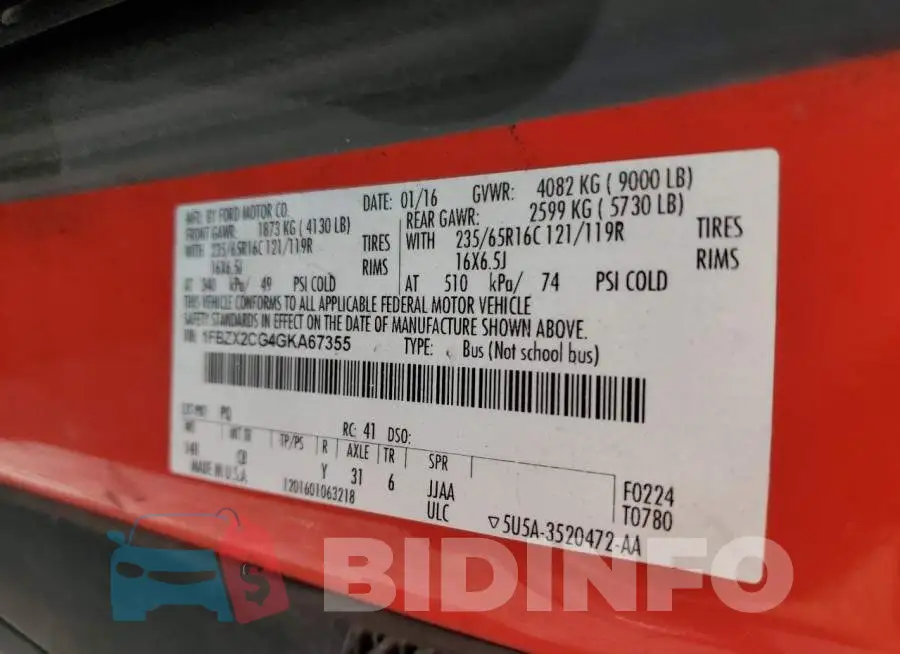1FBZX2CG4GKA67355 Photo# 13