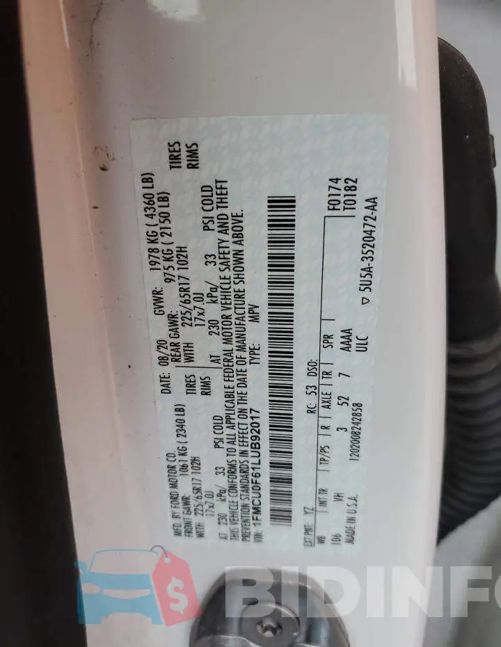 1FMCU0F61LUB92017 Photo# 13
