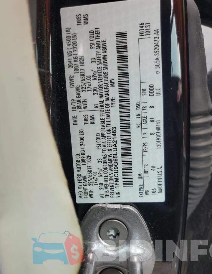 1FMCU9G65LUA21483 Photo# 12