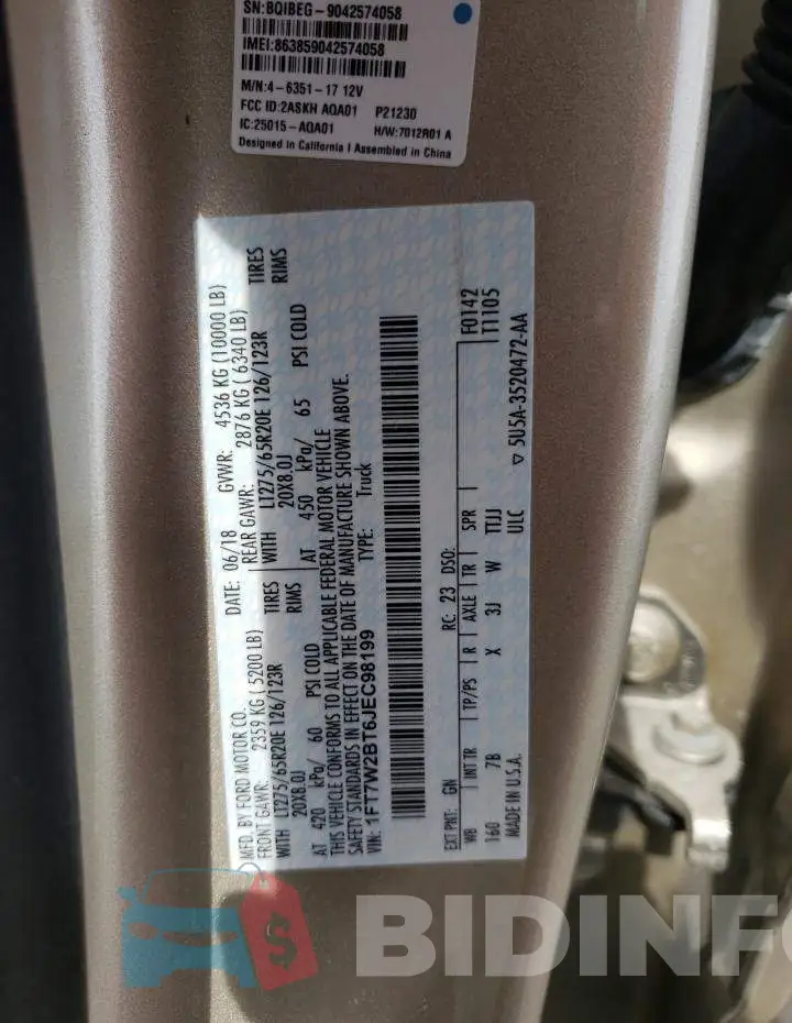 1FT7W2BT6JEC98199 Photo# 13