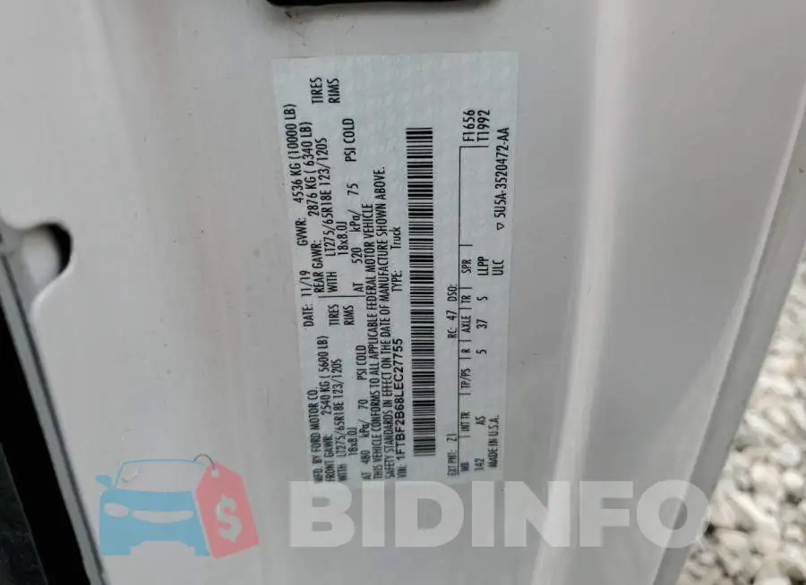 1FTBF2B68LEC27755 Photo# 12