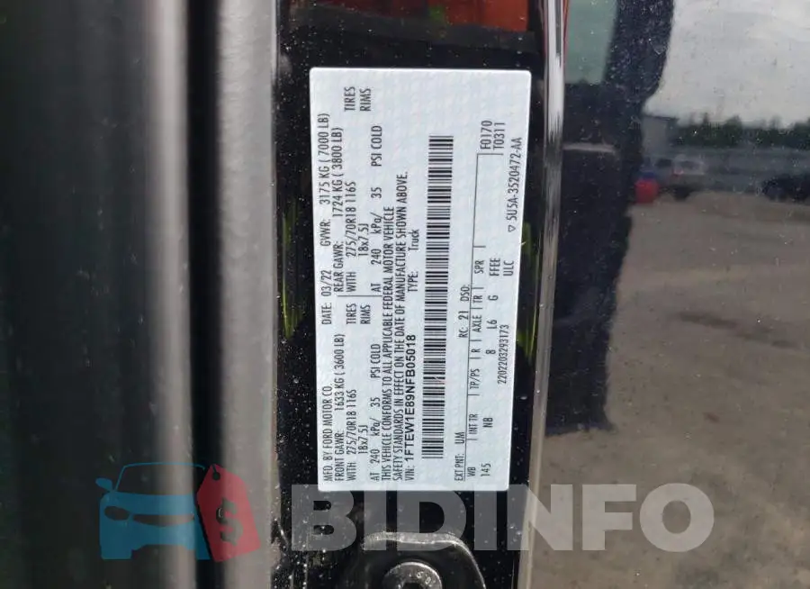 1FTEW1E89NFB05018 Photo# 12