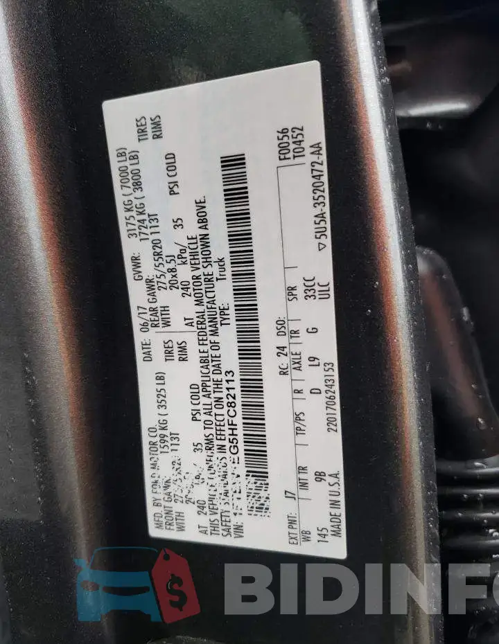 1FTEW1EG5HFC82113 Photo# 12