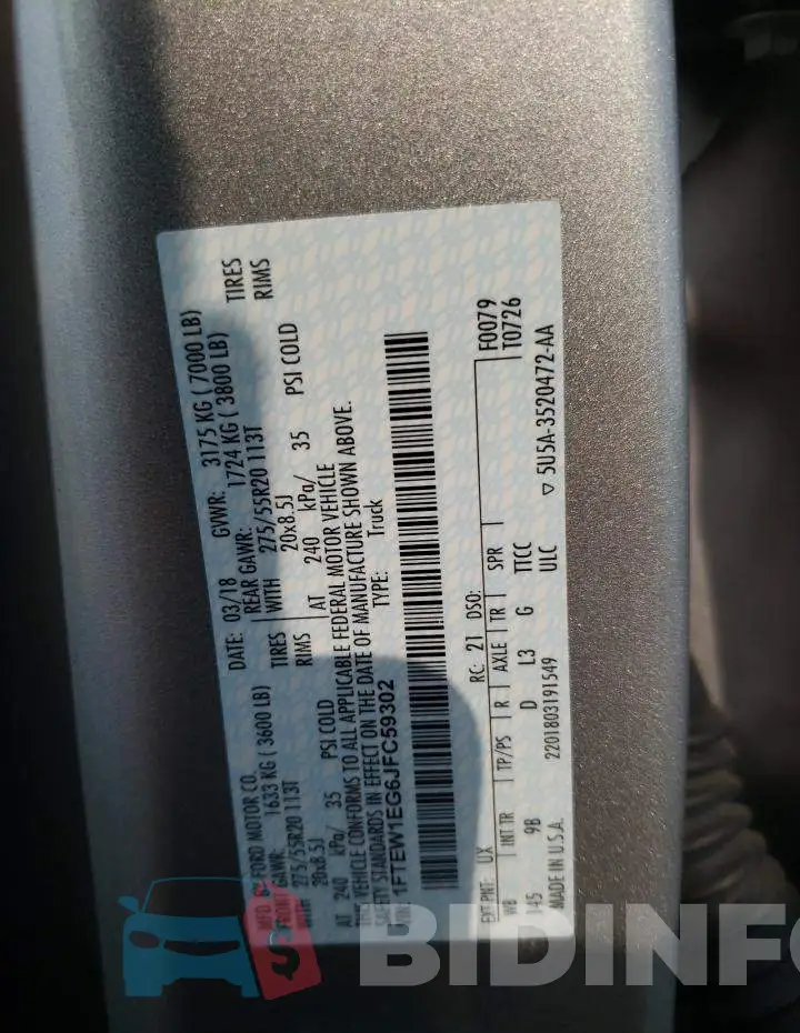 1FTEW1EG6JFC59302 Photo# 12