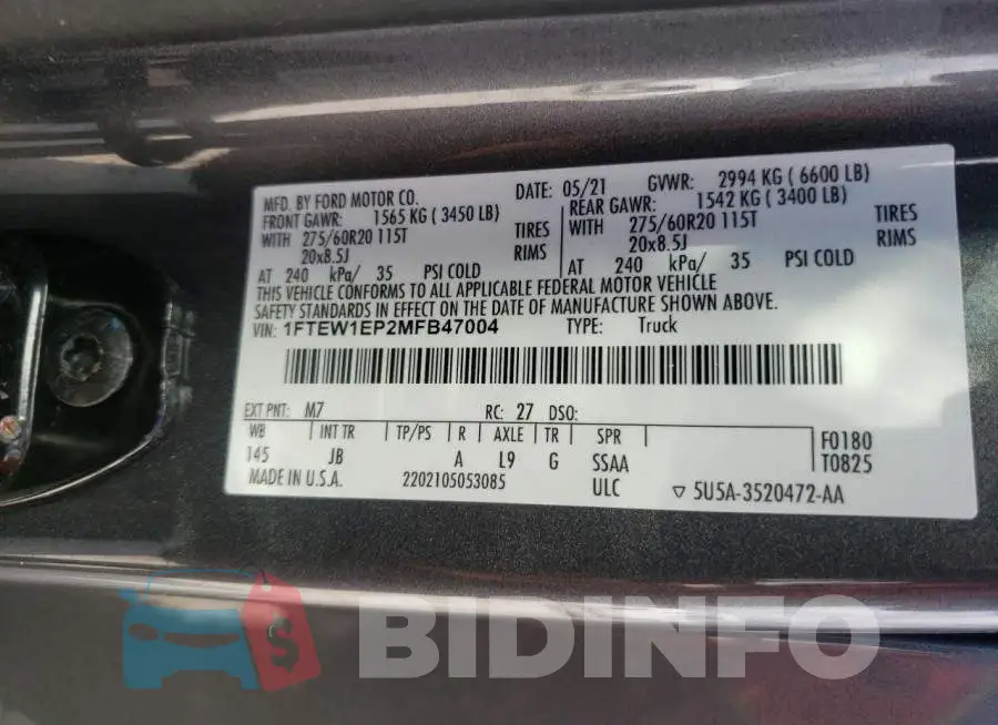 1FTEW1EP2MFB47004 Photo# 12