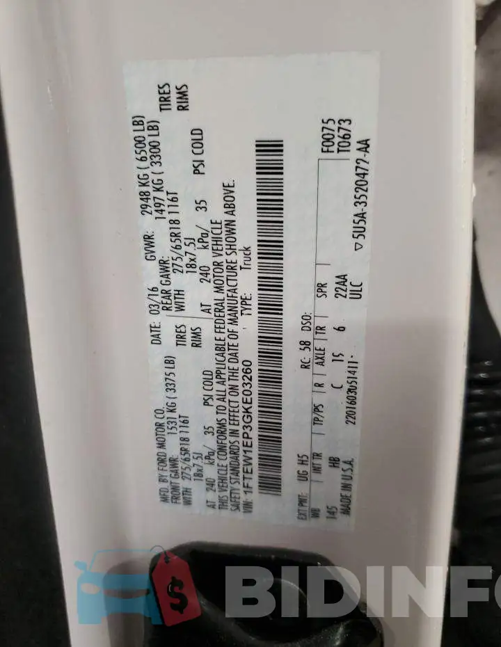 1FTEW1EP3GKE03260 Photo# 12