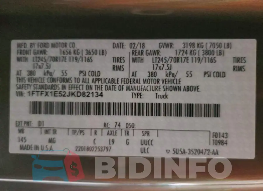 1FTFX1E52JKD82134 Photo# 12