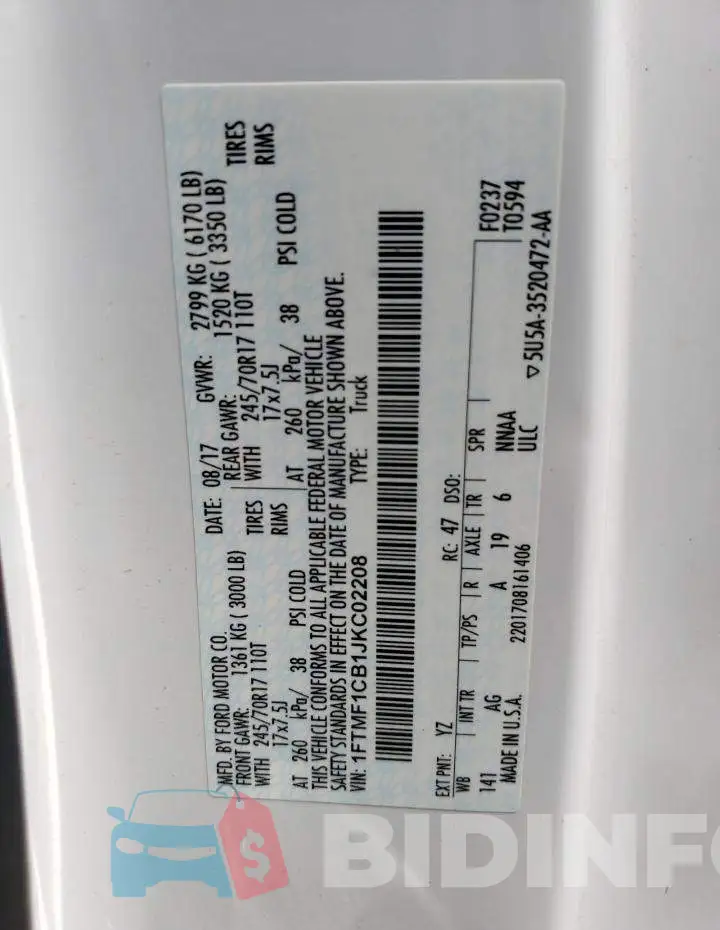 1FTMF1CB1JKC02208 Photo# 12