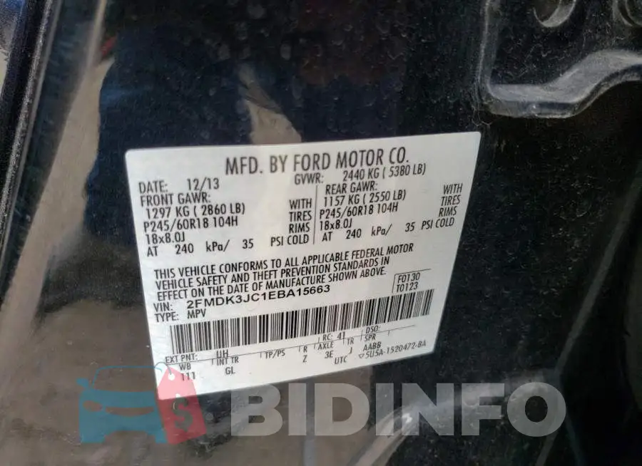 2FMDK3JC1EBA15663 Photo# 14
