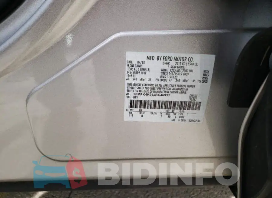 2FMPK4K94JBC46931 Photo# 13