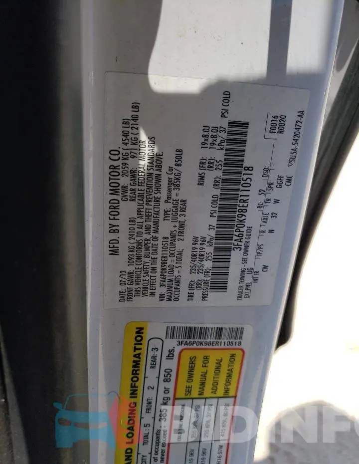 3FA6P0K98ER110518 Photo# 12