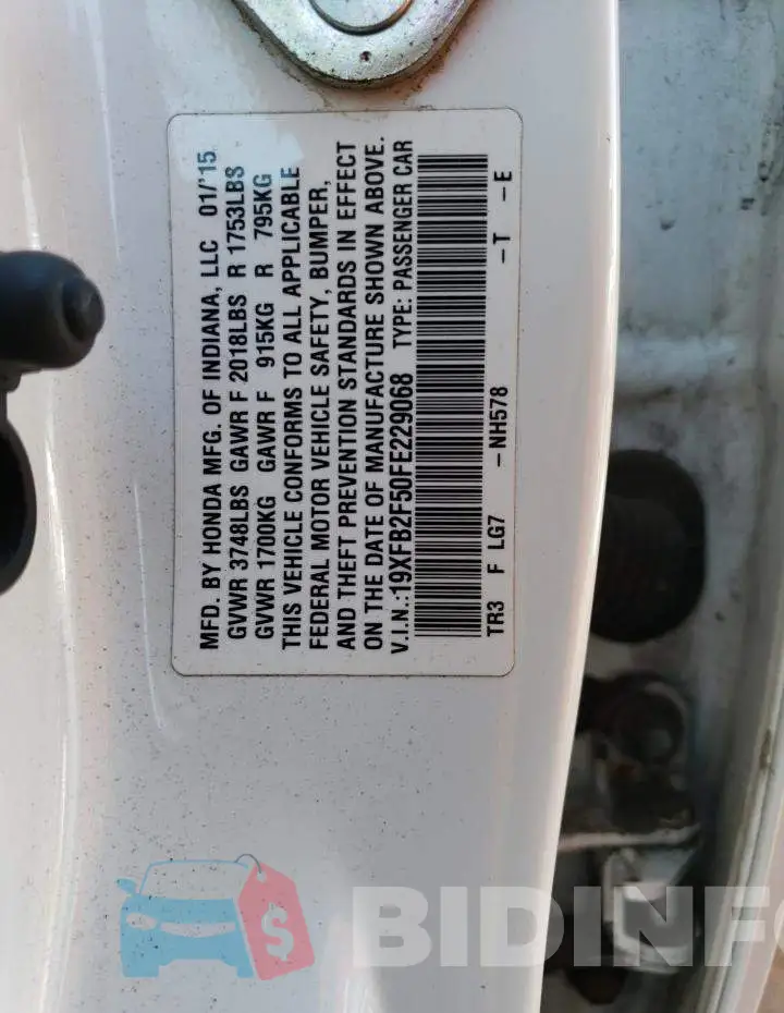 19XFB2F50FE229068 Photo# 13