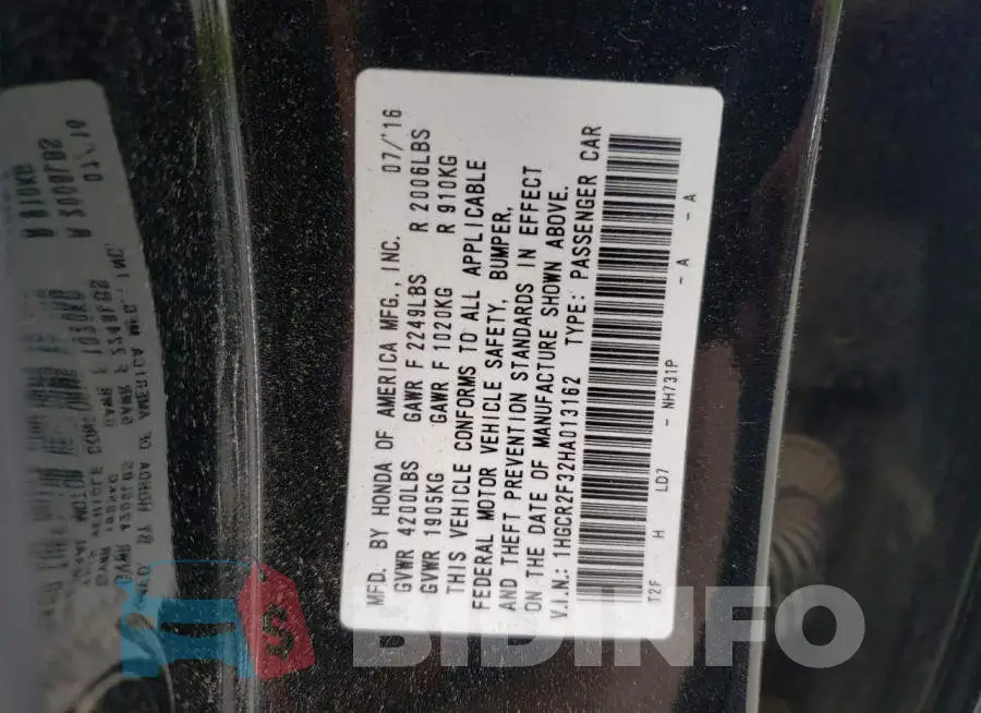 1HGCR2F32HA013162 Photo# 12