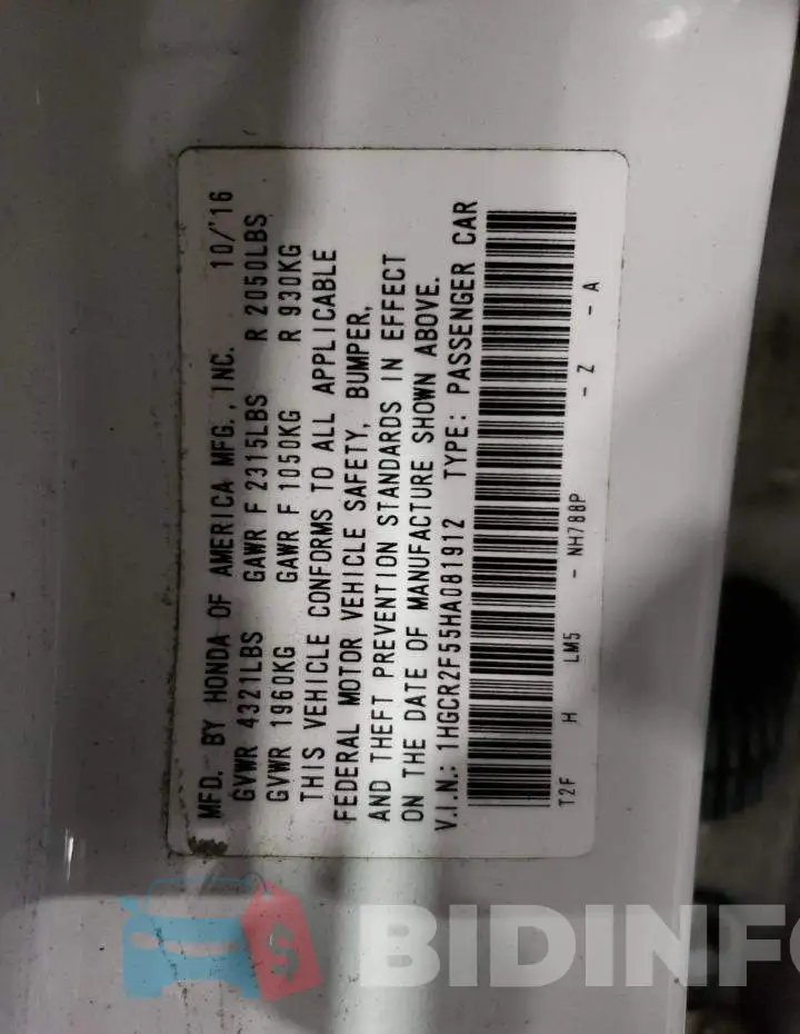 1HGCR2F55HA081912 Photo# 12