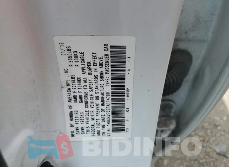 1HGCR2F57FA114700 Photo# 13