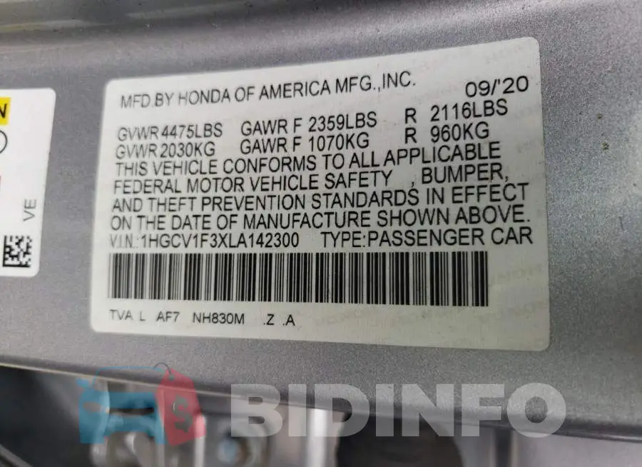 1HGCV1F3XLA142300 Photo# 12