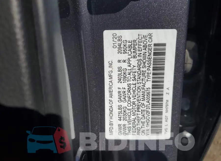1HGCV2F37LA005675 Photo# 12