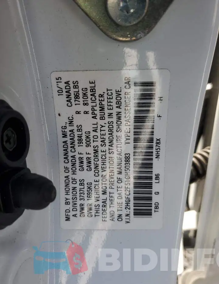 2HGFC2F51GH503883 Photo# 12