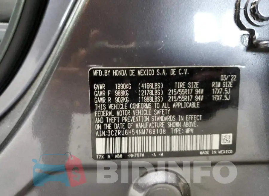 3CZRU6H54NM768108 Photo# 14