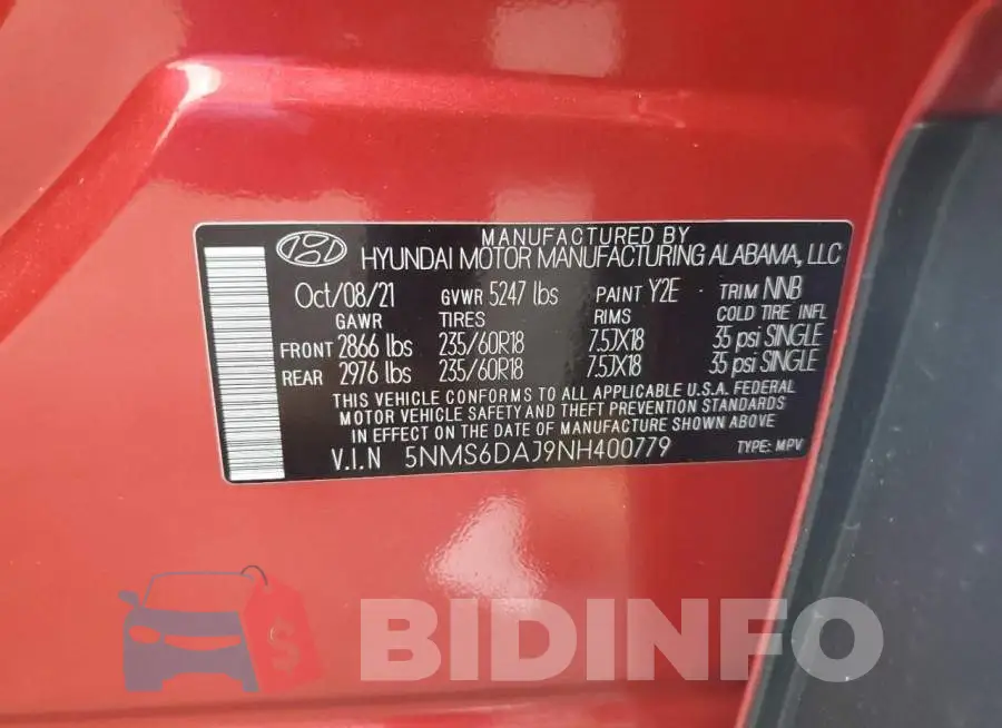 5NMS6DAJ9NH400779 Photo# 12