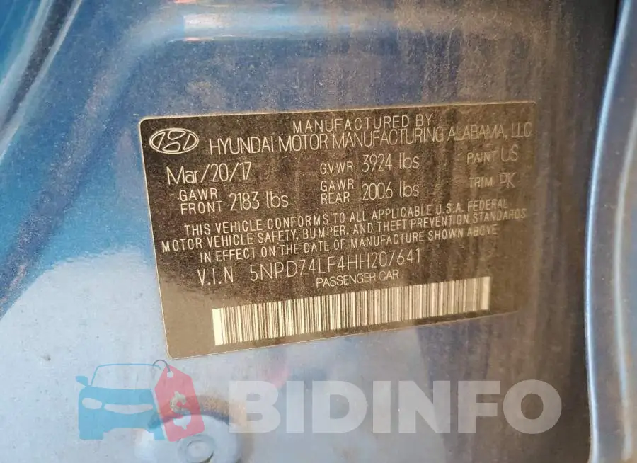 5NPD74LF4HH207641 Photo# 12