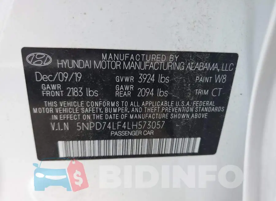 5NPD74LF4LH573057 Photo# 13