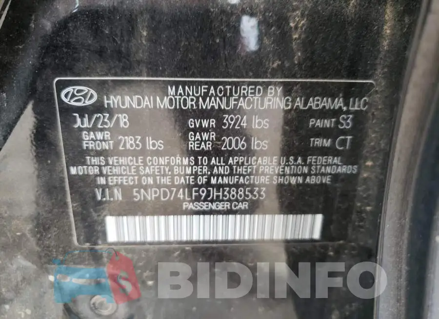 5NPD74LF9JH388533 Photo# 13