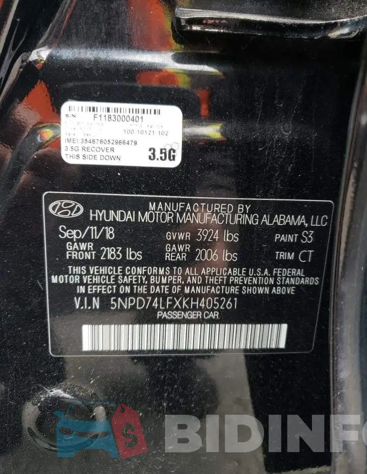 5NPD74LFXKH405261 Photo# 12
