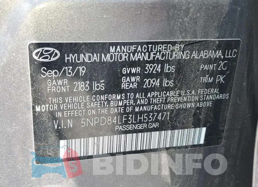 5NPD84LF3LH537471 Photo# 12