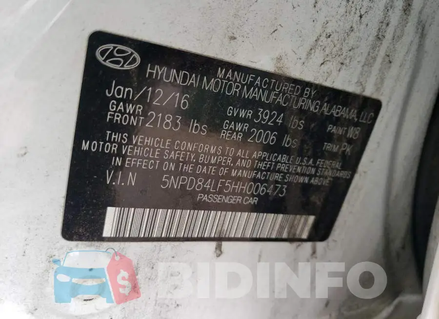 5NPD84LF5HH006473 Photo# 12