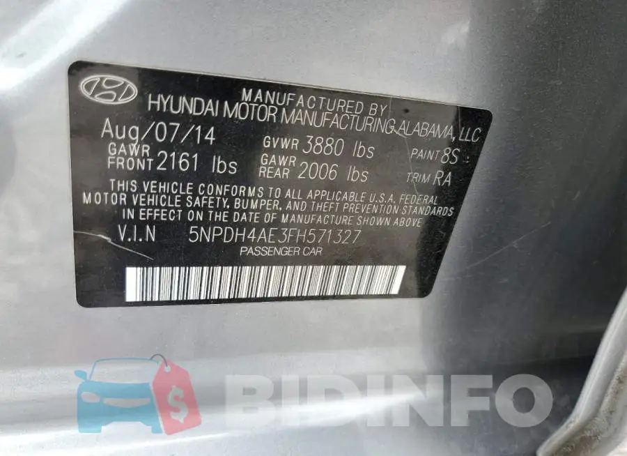 5NPDH4AE3FH571327 Photo# 12