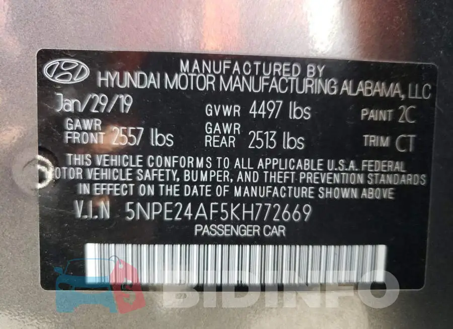 5NPE24AF5KH772669 Photo# 12