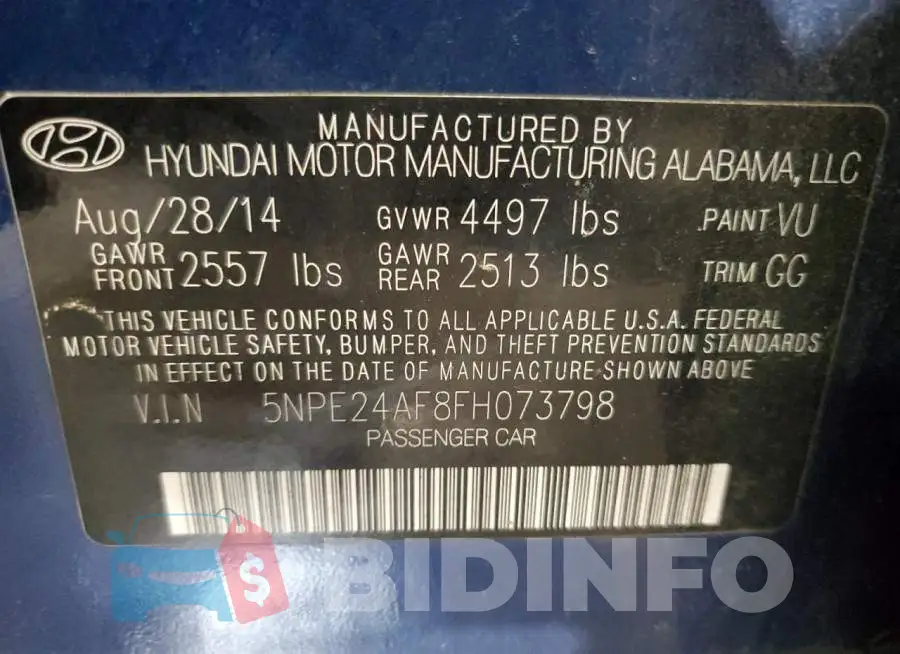 5NPE24AF8FH073798 Photo# 12