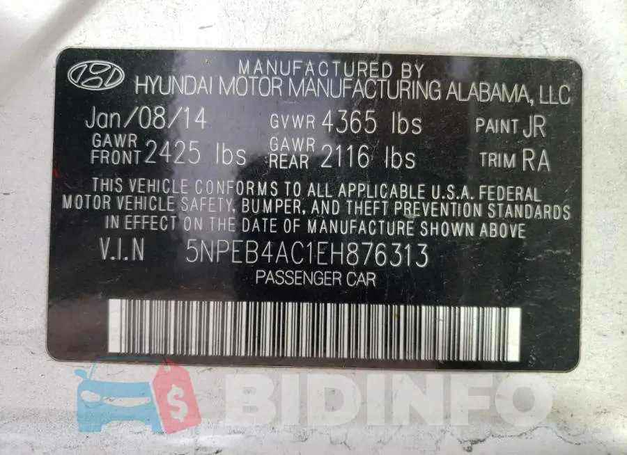 5NPEB4AC1EH876313 Photo# 12