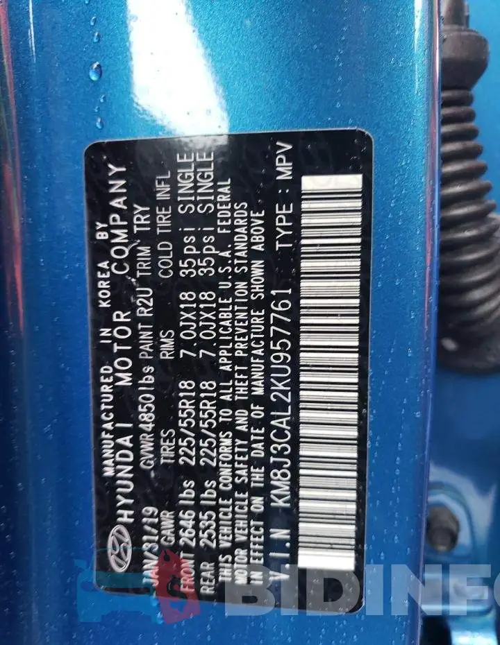 KM8J3CAL2KU957761 Photo# 13