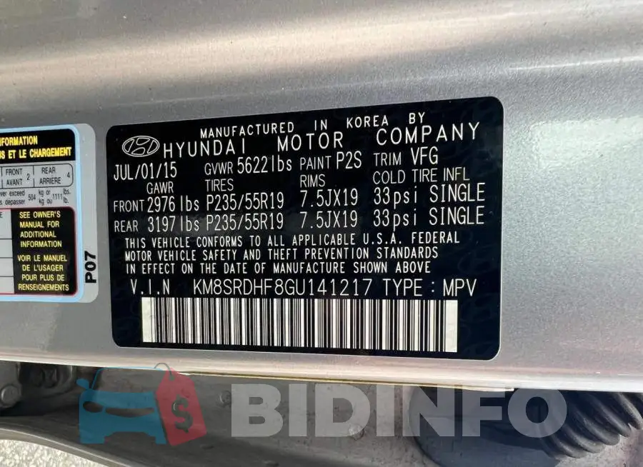 KM8SRDHF8GU141217 Photo# 10