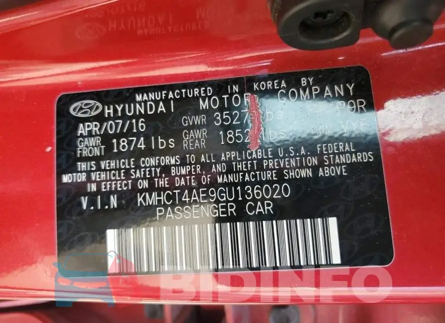 KMHCT4AE9GU136020 Photo# 12